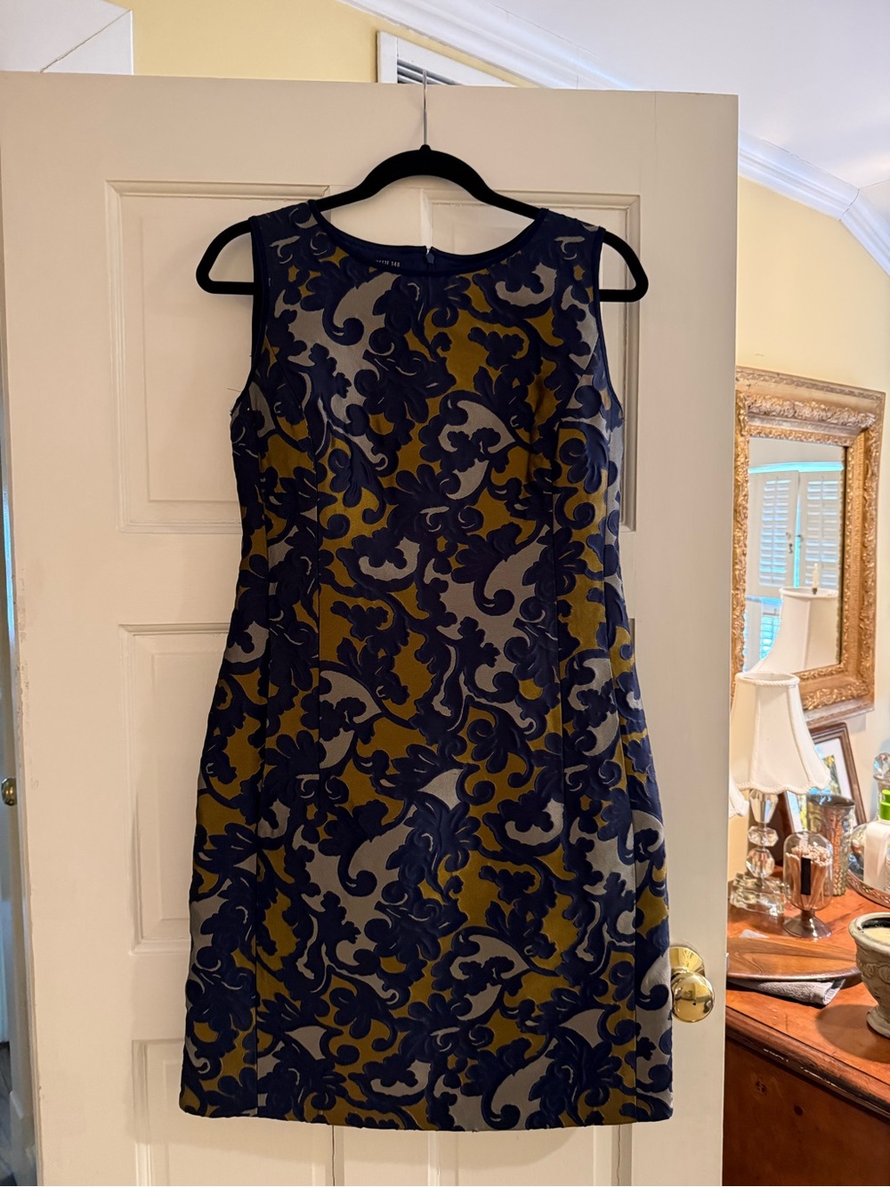 Lafayette 148 New York Navy and Olive Shift Dress